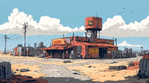 Wasteland Scene with Abandoned Buildings