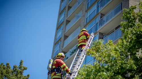 Firefighters Rescuing from Building