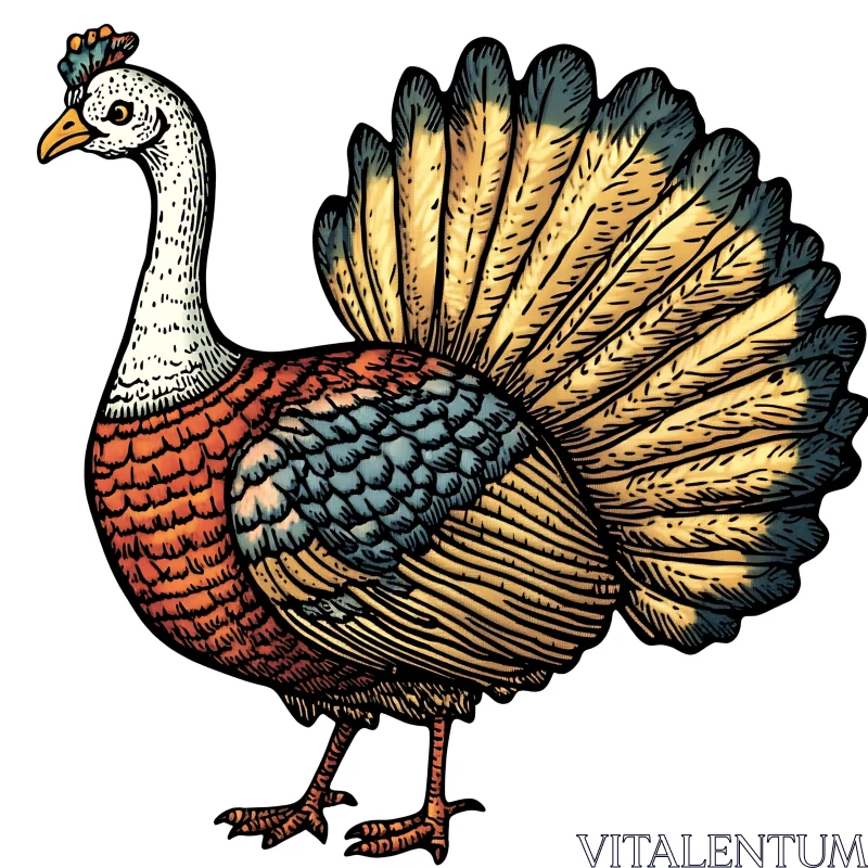 Artistic Turkey Drawing with Intricate Details