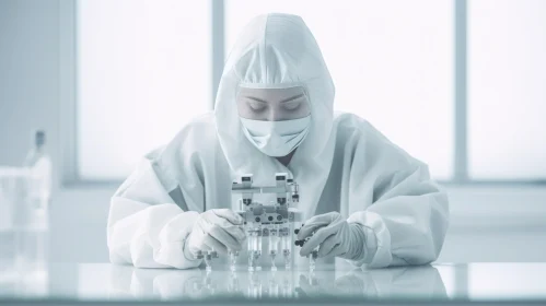 Female Health Care Worker in Lab Gloves Conducting Research - Scientific Photography