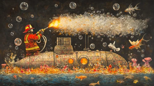 Submarine Firefighter in the Deep Sea