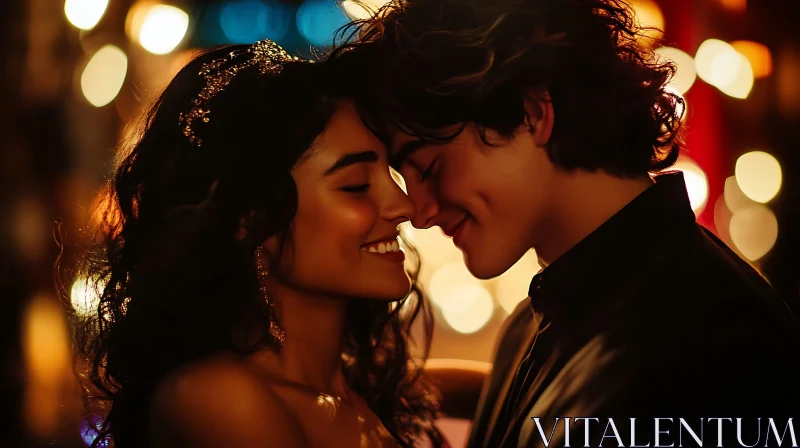 Affectionate Embrace: Young Couple in Love