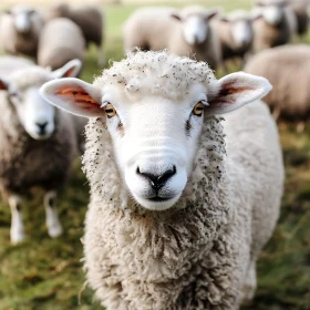 Close-Up of Woolly Sheep in Pasture