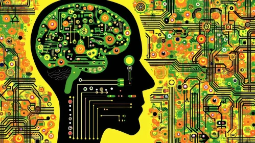 Abstract Brain Reflection on Electronics Board | Futuristic Art