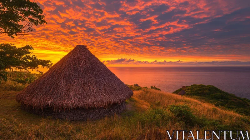Tranquil Hut View at Sunset