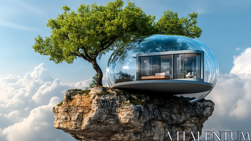Glass Sphere House on Floating Island