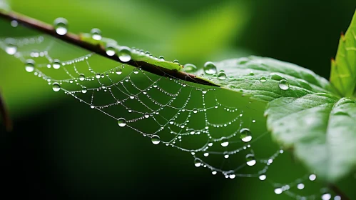 Tranquil Gardenscapes: Spider Web with Dew Drops