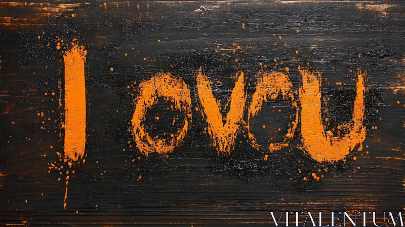 Painted Love Message on Dark Wood