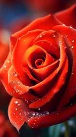 Romantic Red Rose with Water Droplets - Nature's Beauty Captured