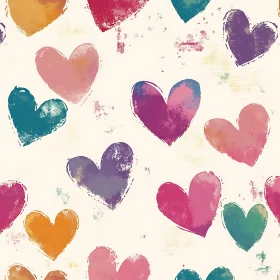 Grunge Hearts Pattern Background