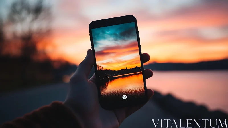 Sunset Reflection on Smartphone Screen