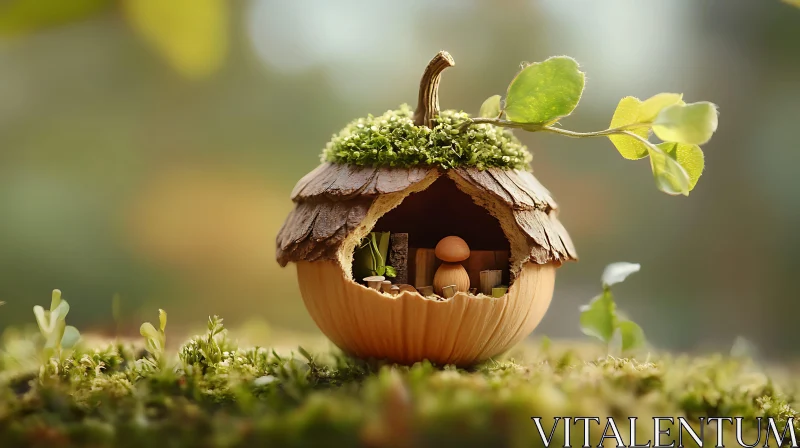 Tiny Acorn Home in Mossy Forest