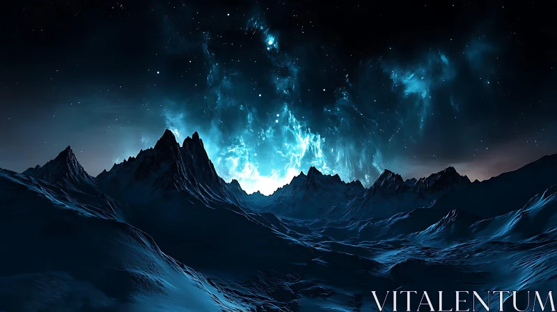 Celestial Mountain Range Under Starlight