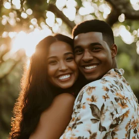 Romantic Embrace in Golden Light