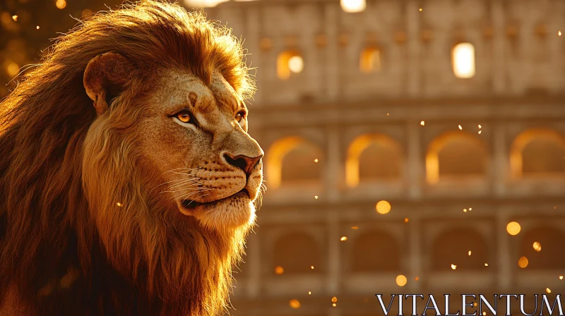 Majestic Lion and Ancient Colosseum