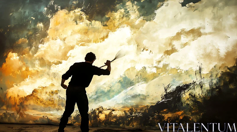 Silhouette Painting Abstract on Large Canvas