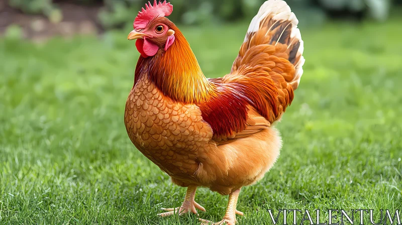 Colorful Rooster on Grass