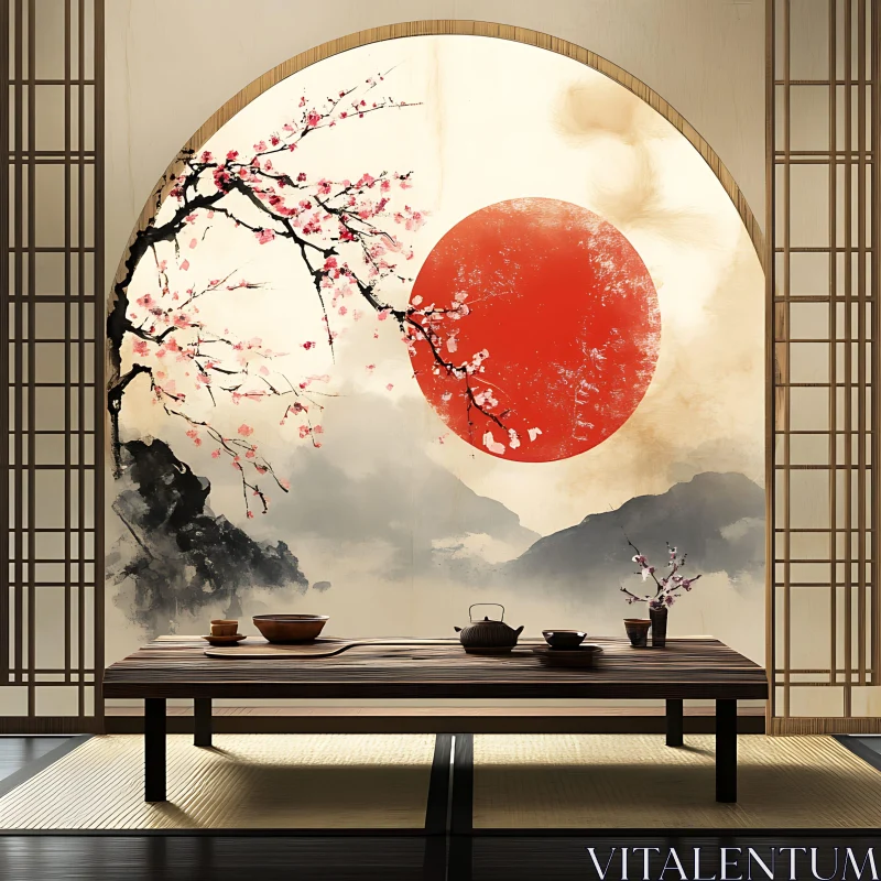 Tranquil Tea Ceremony under the Rising Sun