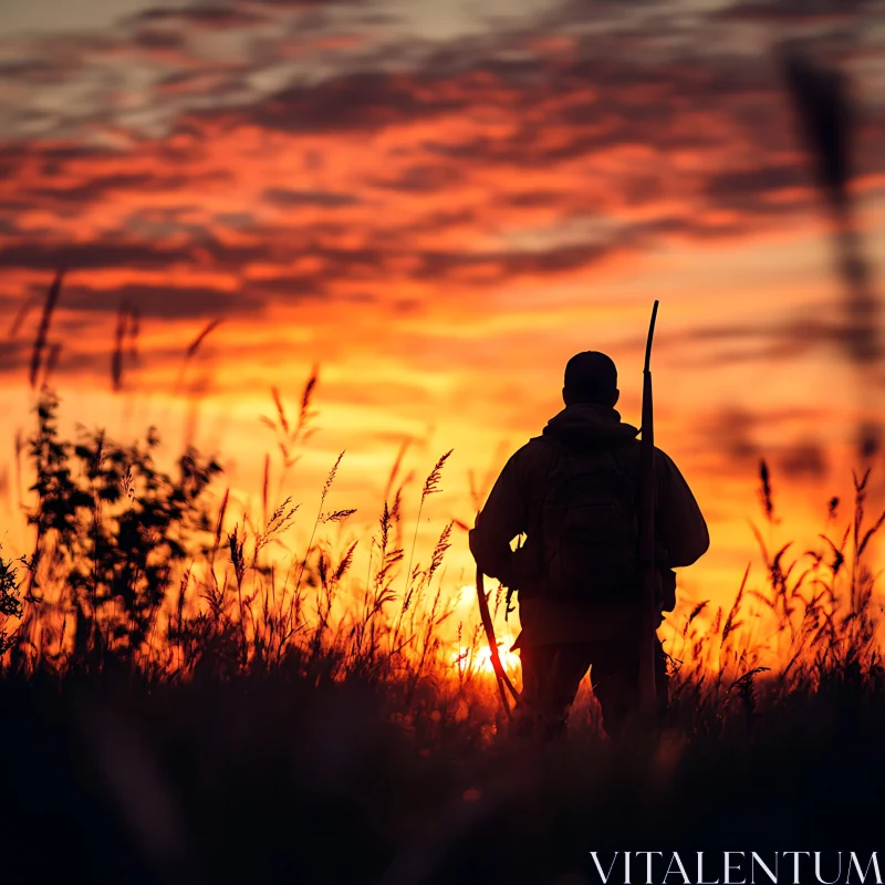 Silhouette of Hunter at Dusk