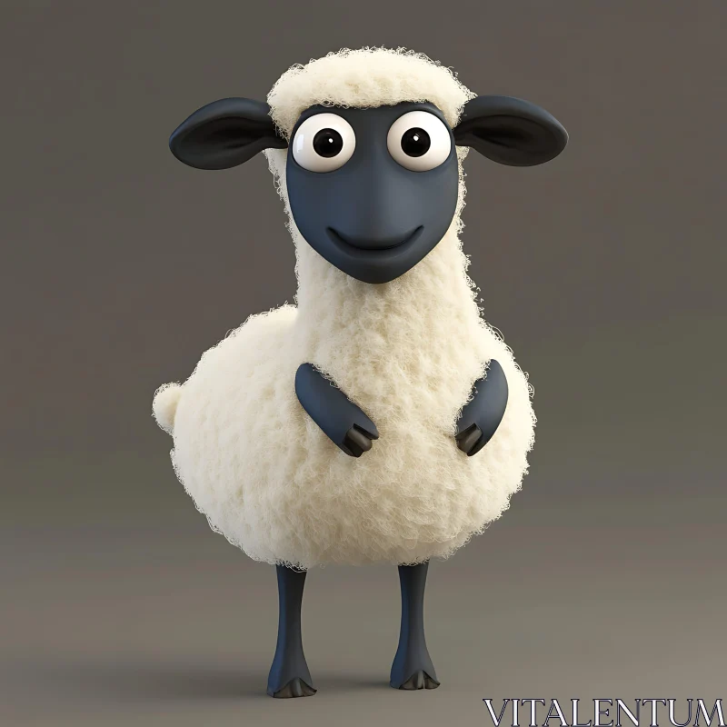 Cartoon Sheep with Fluffy Wool