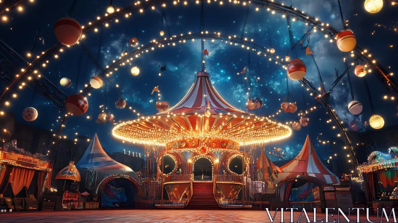 Festive Carousel with Twinkling Lights