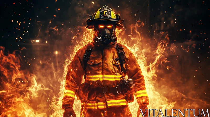 Firefighter Amidst Scorching Flames