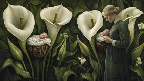 Floral babies with a mother