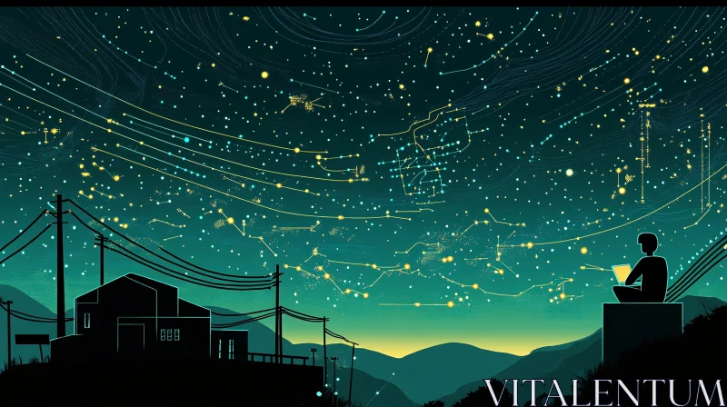 Starry Night Scene with Constellations