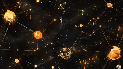 Cosmic Map of Constellations Art