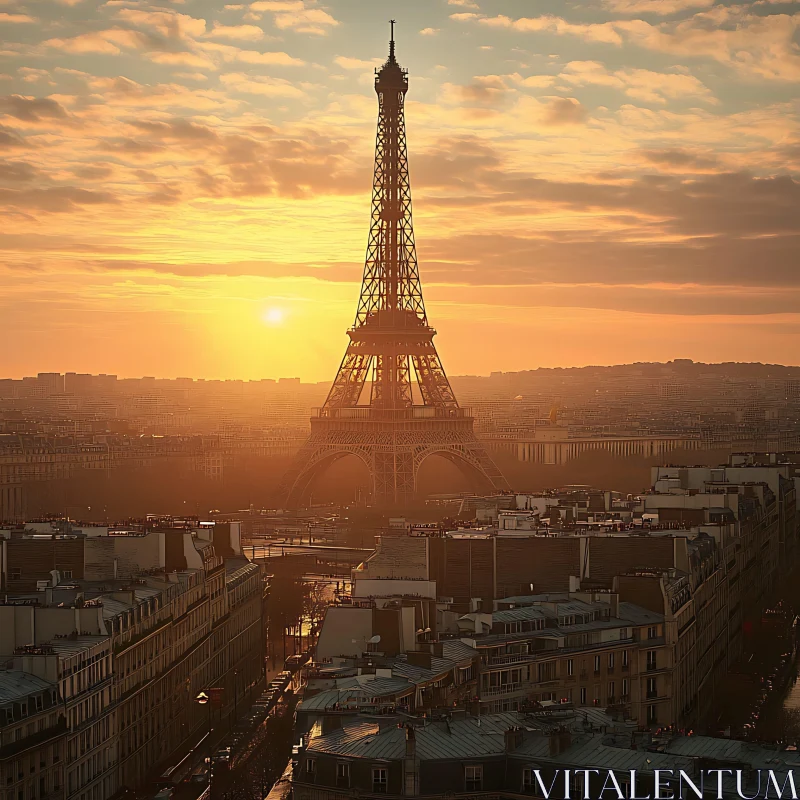Paris Eiffel Tower at Sunset