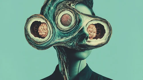 Abstract Brain Face Portrait