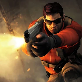 Man Holding Gun Illustration