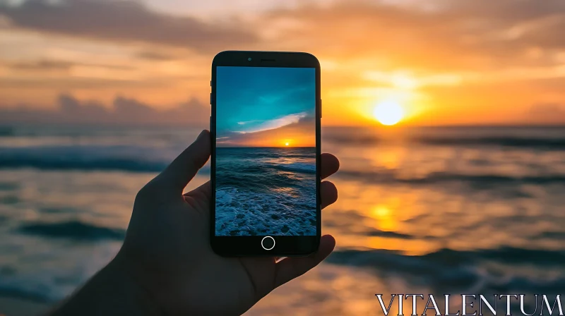 Ocean Sunset on Mobile Screen