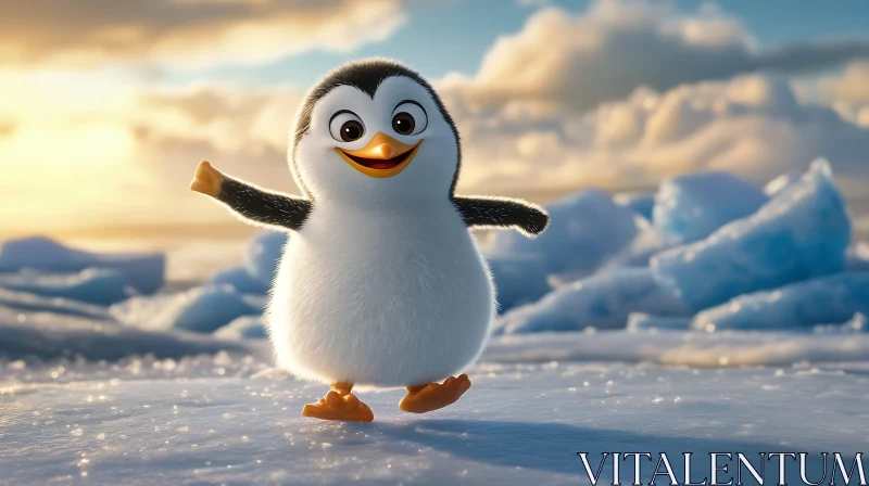 Happy Penguin Waddling in Antarctica