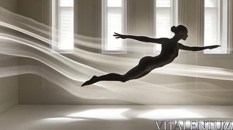 Silhouette of Woman Floating in Light