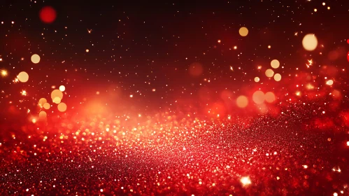 Festive Red Glitter Bokeh Lights