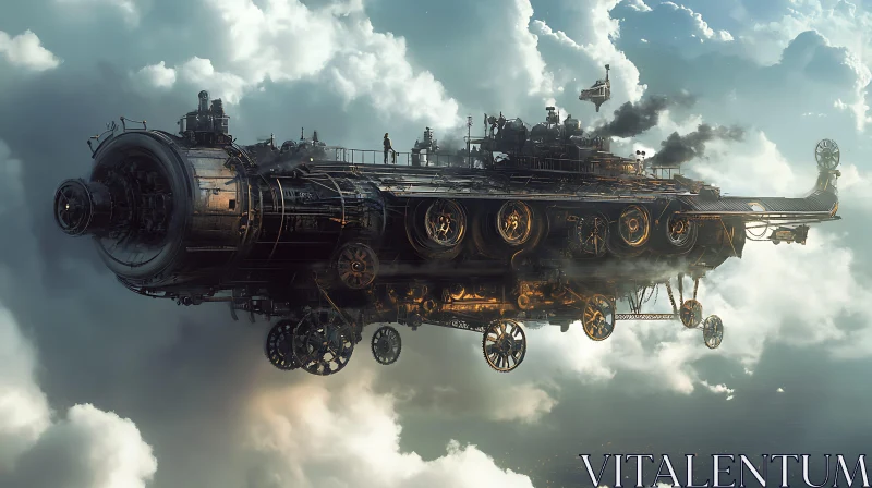 Vintage Airship Above the Clouds