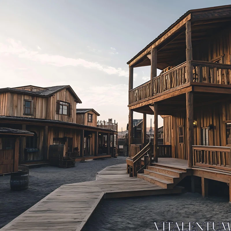 Historical wooden buildings in a Western town