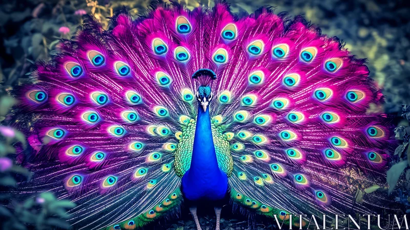 Peacock's Colorful Display of Feathers