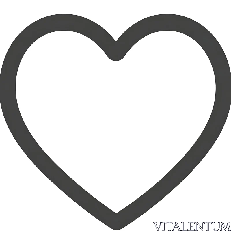 Simple Heart Icon with Dark Grey Border