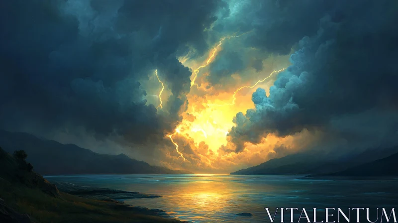 Dramatic Storm Over the Sea