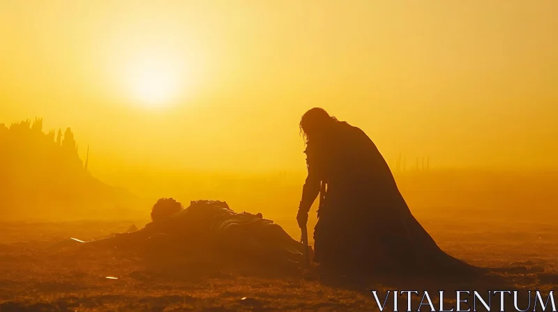 Silhouette of Despair at Sunset