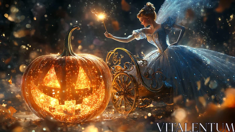 Enchanting Fairy with Halloween Pumpkin