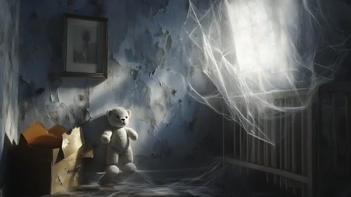 Dilapidated Room with Teddy Bear