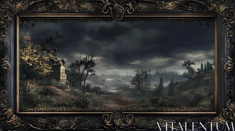 Twilight Landscape with Ancient Structure