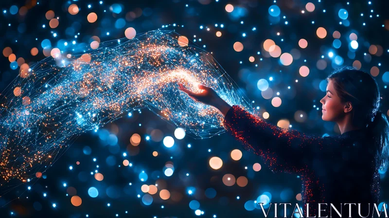 Woman with Magical Sparkles in Hand