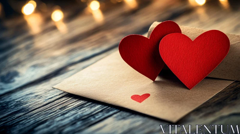 Envelope with Red Hearts Decoration
