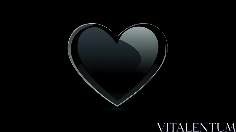 Glossy Heart Shape on Black Canvas
