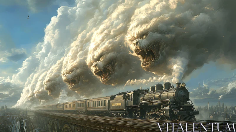 Vintage Train and Monster Clouds