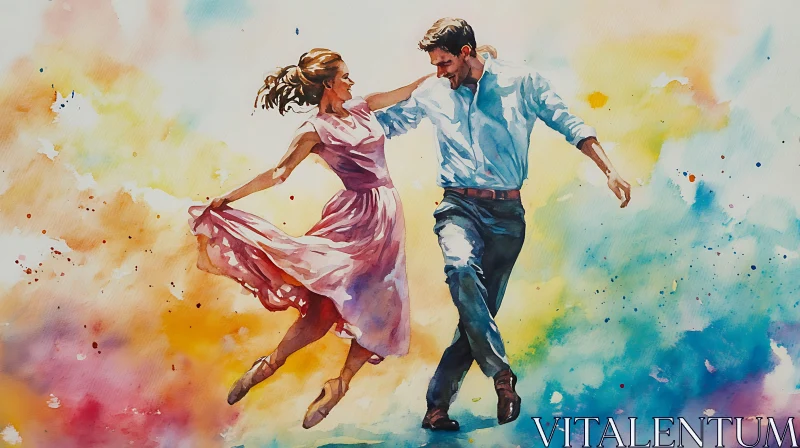 Dancing Couple Watercolor Painting